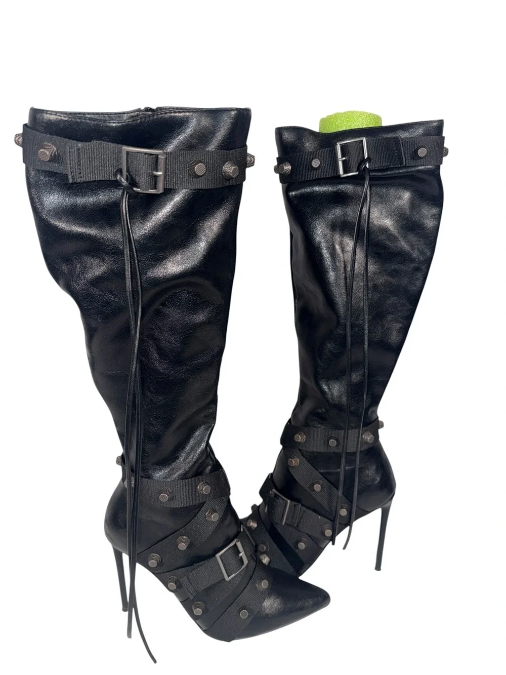 Steve Madden Black Over-the-Knee Stiletto Buckle Boots